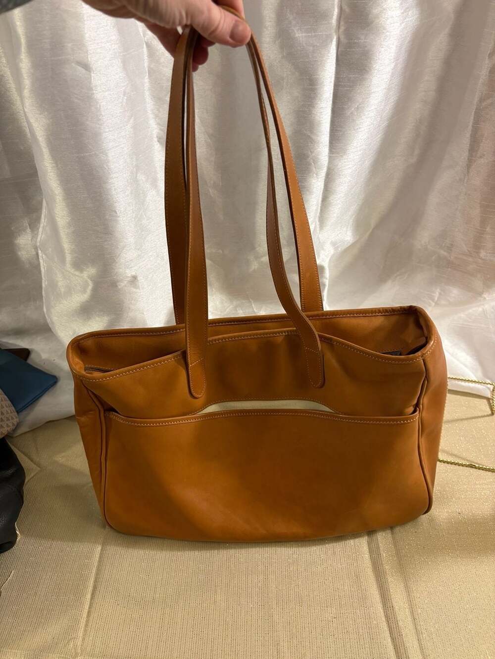 Levenger Vintage British Tan Leather Tote Bag Made in England - Picture 2 of 8